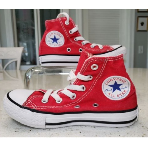 youth red high top converse